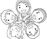 Coloriage Les amis en dansant