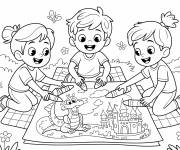 Coloriage Les amis en dessinant le chateau du dragon