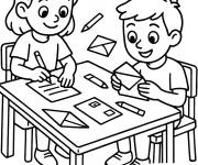 Coloriage Les amis en envoyant des lettres