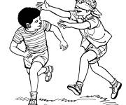 Coloriage Les amis en jouant au jeu du loup