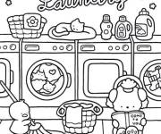 Coloriage Les amis en lessive