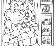 Coloriage Les amis en lisant avant de dormir