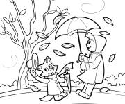 Coloriage Les amis en marchant sous le vent