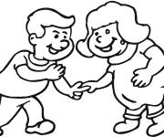 Coloriage Les amis en riant