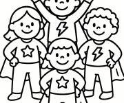 Coloriage Les amis en uniformes des superh&eacute;ros