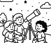 Coloriage Les amis explorent les &eacute;toiles