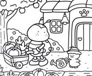 Coloriage Les amis font du jardinage