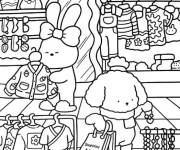 Coloriage Les amis font du shopping