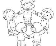 Coloriage et dessins gratuit Les amis forment un ronde de danse à imprimer
