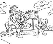 Coloriage Les amis jouant au tennis