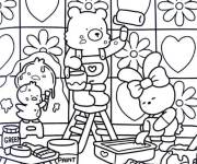 Coloriage Les amis migns en travaillant ensemble