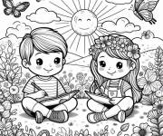 Coloriage Les amis qui aiment dessiner