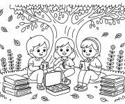 Coloriage Les amis qui aiment les livres