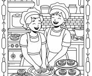 Coloriage Les amis qui cuisinent