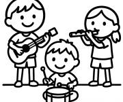Coloriage Les amis qui jouent de la musique