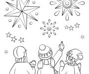 Coloriage Les amis regardent les &eacute;toiles