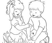 Coloriage et dessins gratuit Les amis s'amuse dans le pr&eacute;s à imprimer