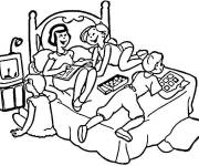 Coloriage Les amis se parlent sur le lit