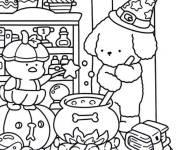 Coloriage Les amis se pr&eacute;parent pour le Halloween