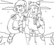 Coloriage Les amis se profitent de la vacance