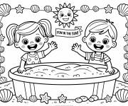 Coloriage Les amis se profitent du soleil