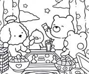 Coloriage Les amis se r&eacute;unissent pendant le diner