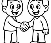 Coloriage Les amis serrant les mains facile