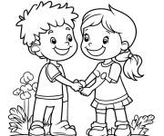 Coloriage Les amis serrent les mains