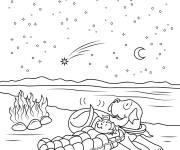 Coloriage Les amis sous le ciel &eacute;toil&eacute;