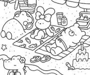 Coloriage Les amis sur la plage