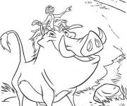 Coloriage Les amis timon et pumbaa