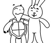 Coloriage Les amis tortue et lapin