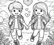 Coloriage Les camarades serrent les mains