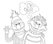 Coloriage Les deux amis Bart et Ernest