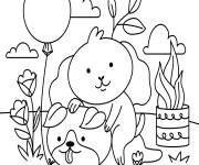 Coloriage Les deux amis chiens