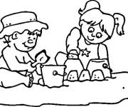 Coloriage Les petits amis sur la plage