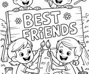 Coloriage Meilleurs amis &agrave; impri