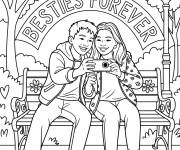Coloriage Meilleurs amis au jardin