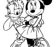 Coloriage Minnie Mouse avec son amie Daisy