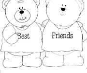 Coloriage et dessins gratuit Ourson meilleurs amis à imprimer