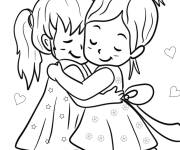 Coloriage Partager un c&acirc;lin avec notre amie