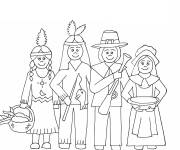 Coloriage P&egrave;lerins et leurs amis Am&eacute;rindiens