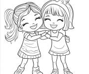 Coloriage Petite amies en calin 
