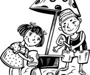 Coloriage Petits amis sur l'aire de jeu