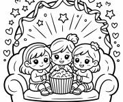 Coloriage Sc&egrave;ne de trois belle amies chibi