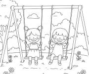 Coloriage Se balancer avec son meilleur ami
