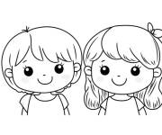 Coloriage T&ecirc;te des deux amies