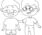 Coloriage Un garcon soutient son ami