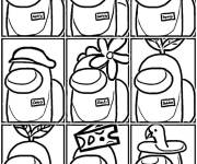 Coloriage Among Us avec diff&eacute;rents costumes