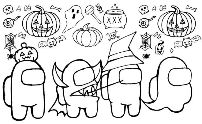 Coloriage et dessins gratuits Among Us Halloween  à imprimer